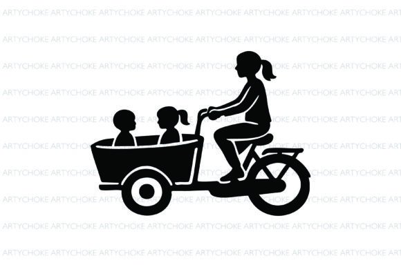 Bakfiets Mom and Kids SVG: A Modern Graphic for Creative Projects