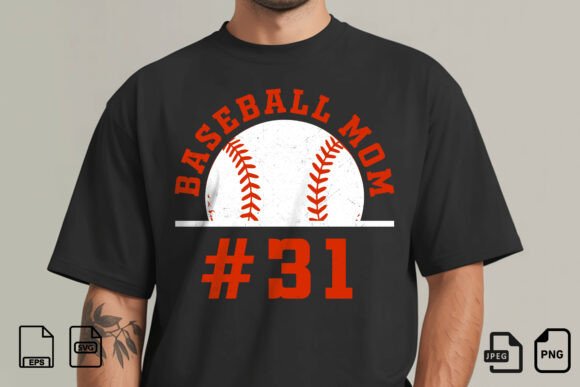 Baseball Mom 31 Vintage SVG Design: A Bold Graphic for Commercial Use