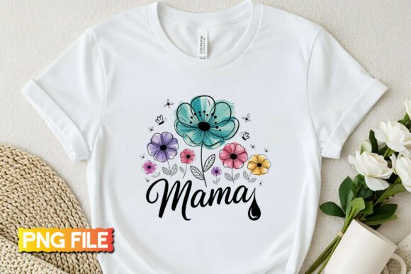 Boho Floral Mama T-shirt Design PNG: A Graphics Freebie for Content Creators