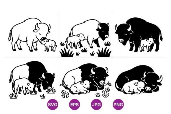 Buffalo Mom and Calf SVG: A Versatile Graphic Design Asset for Modern Branding