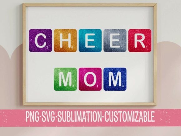 Cheer Mom Glitter Tile SVG PNG for T-Shirt Designs and Graphics