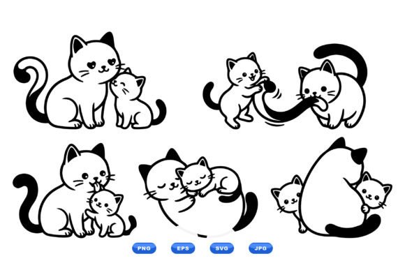 Cute Cat Mom and Kitten SVG: A Versatile Illustration for Digital Product Creators