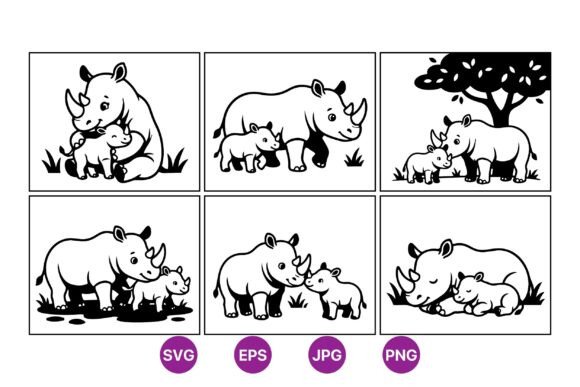 Cute Rhino Mom and Baby SVG: A Versatile Illustration for Modern Content Publishing