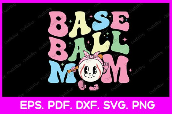 Groovy Baseball Mom Game Day Graphics for T-Shirt Designs