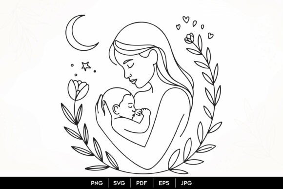 Mother and Baby Love SVG Art: A Versatile Graphic for Handmade Creations