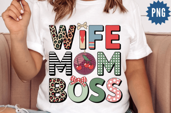 Mother’s Day Mom Wife Boss Collage PNG: A Versatile Graphic Design Asset for T-Shirt Creators