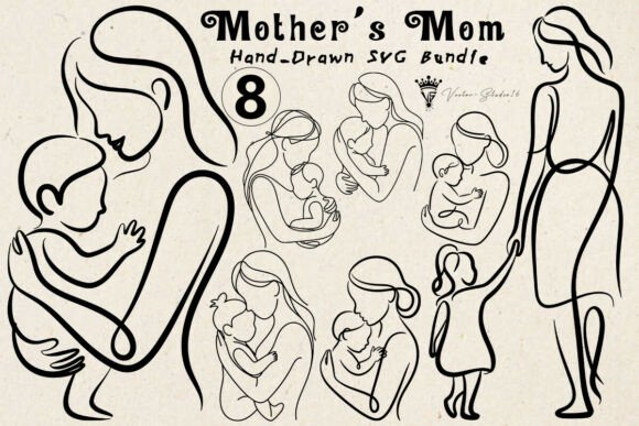 Mother’s Mom Hand-Drawn SVG Bundle – A Minimalist Graphic Design Asset for Motherhood Merch