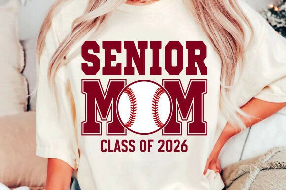 Senior Baseball Mom 2026 Png Svg: A Vibrant T-Shirt Design Graphic