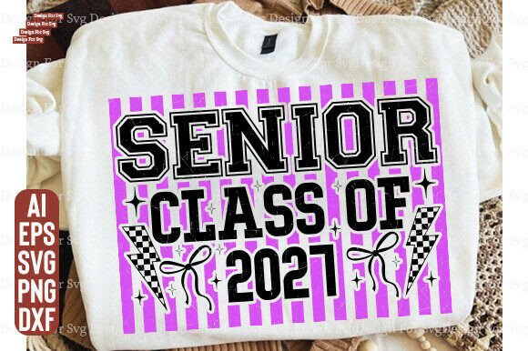 Striped Senior Class of 2027 SVG PNG: A Fresh Graphic Design Asset for T-Shirt Designs